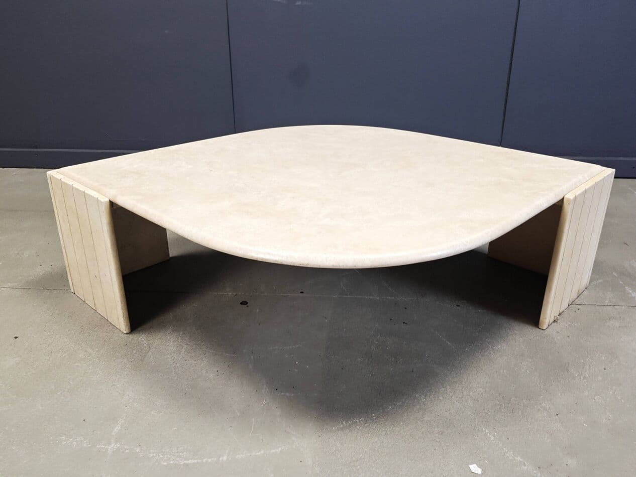 Coffee table, beige travertine, Roche Bobois, France, 1970s. - 265285