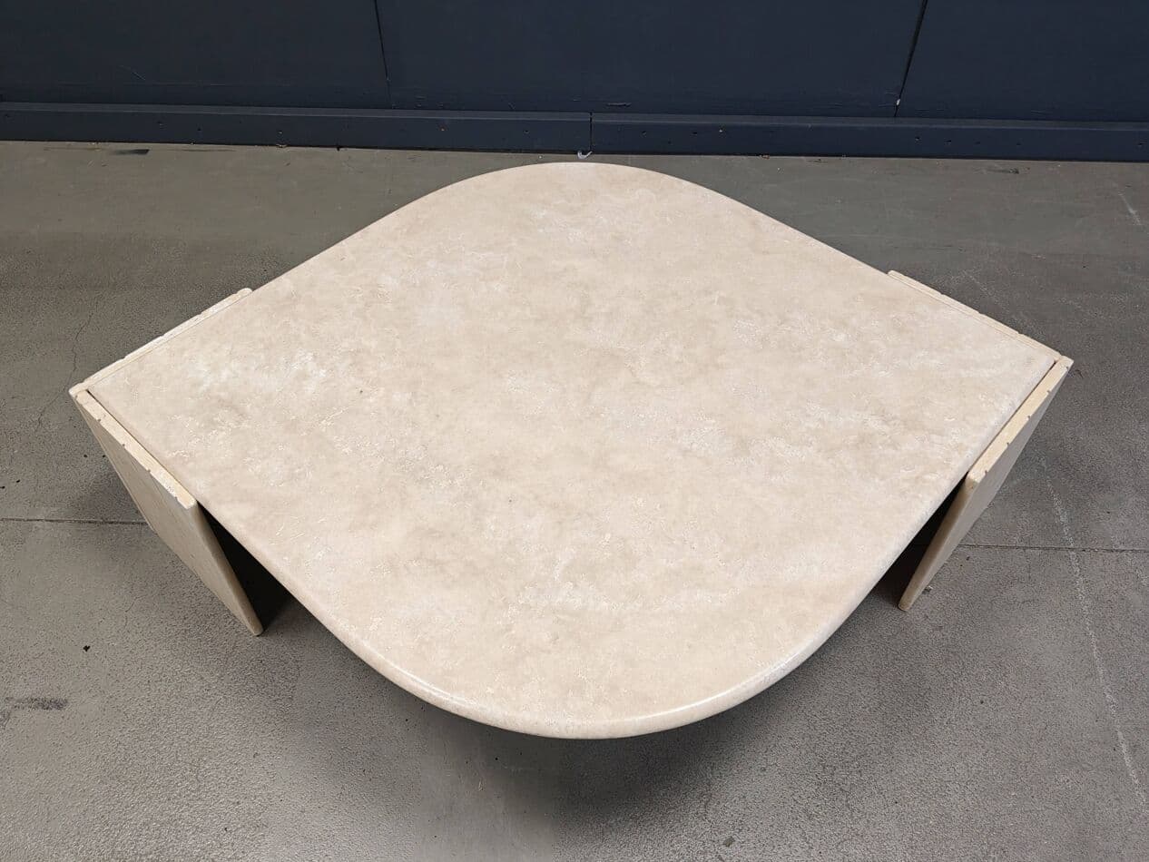 Coffee table, beige travertine, Roche Bobois, France, 1970s. - 265287