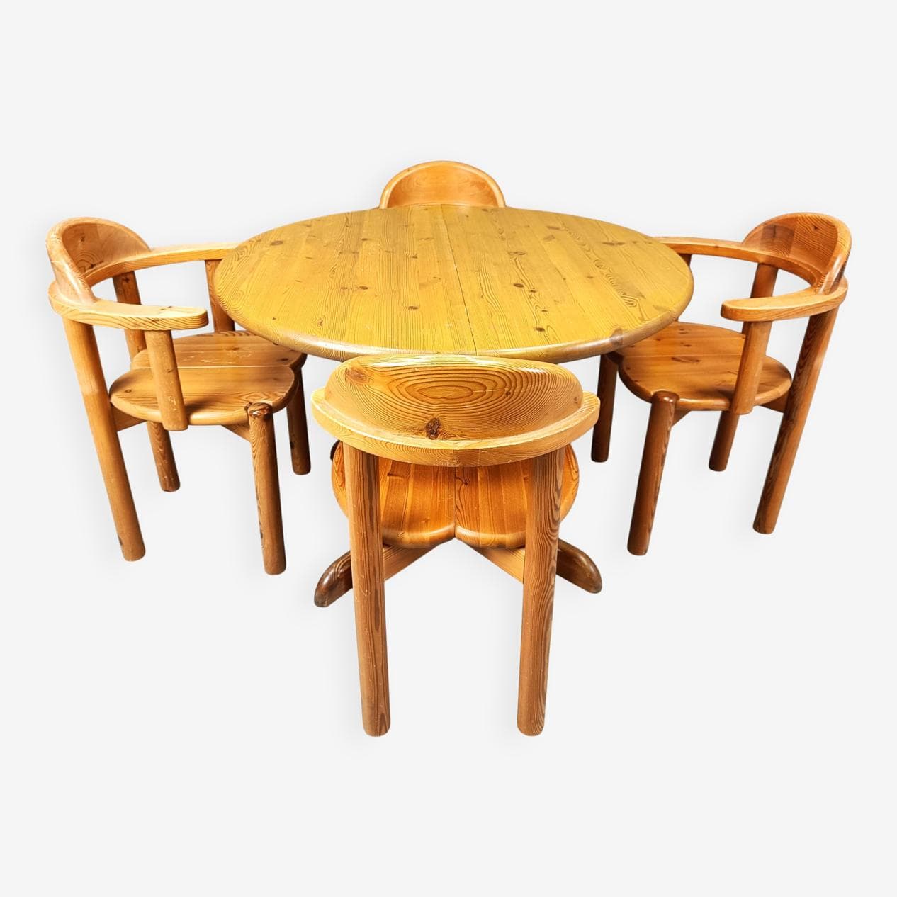 Zestaw jadalniany, sosna brązowa, proj. R. Daumiller, Hirtshals Savvaerk, Dania, lata 80. - 265267