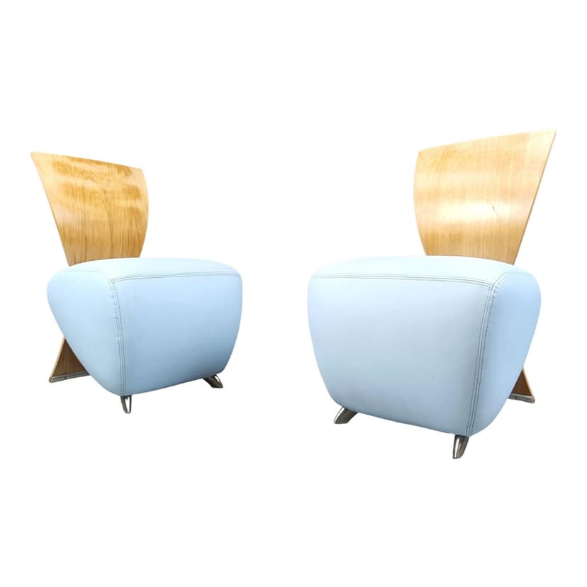 Para foteli Bobo Lounge, niebieski, proj. D. Scharping, Dauphin, Niemcy