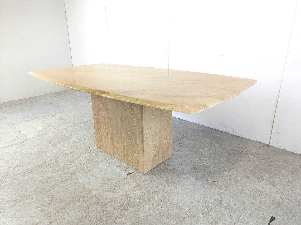 Stół jadalniany, beżowy, trawertyn, Włochy, lata 70. - 265237