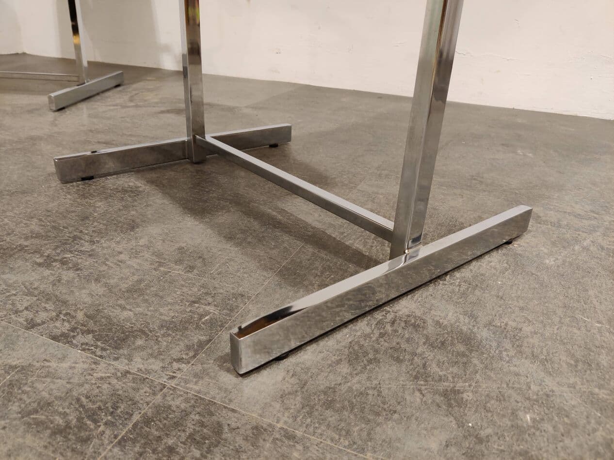 Set of Six Dining Chairs, Rudi Verelst Style, black faux leather, chrome, Belgium, 1970s. - 265191