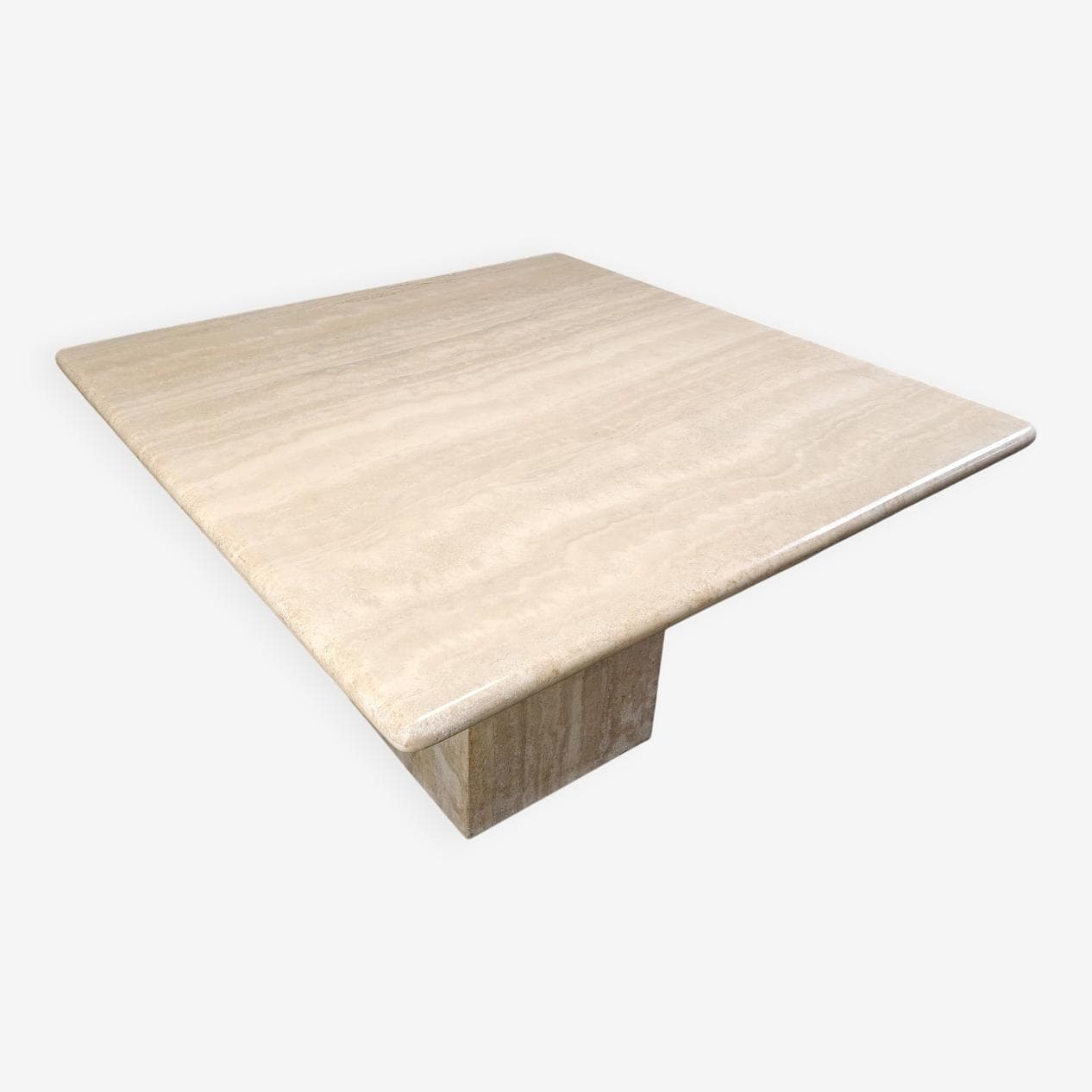 Stół jadalniany kwadratowy, beżowy, trawertyn, Włochy, lata 70. - 264902