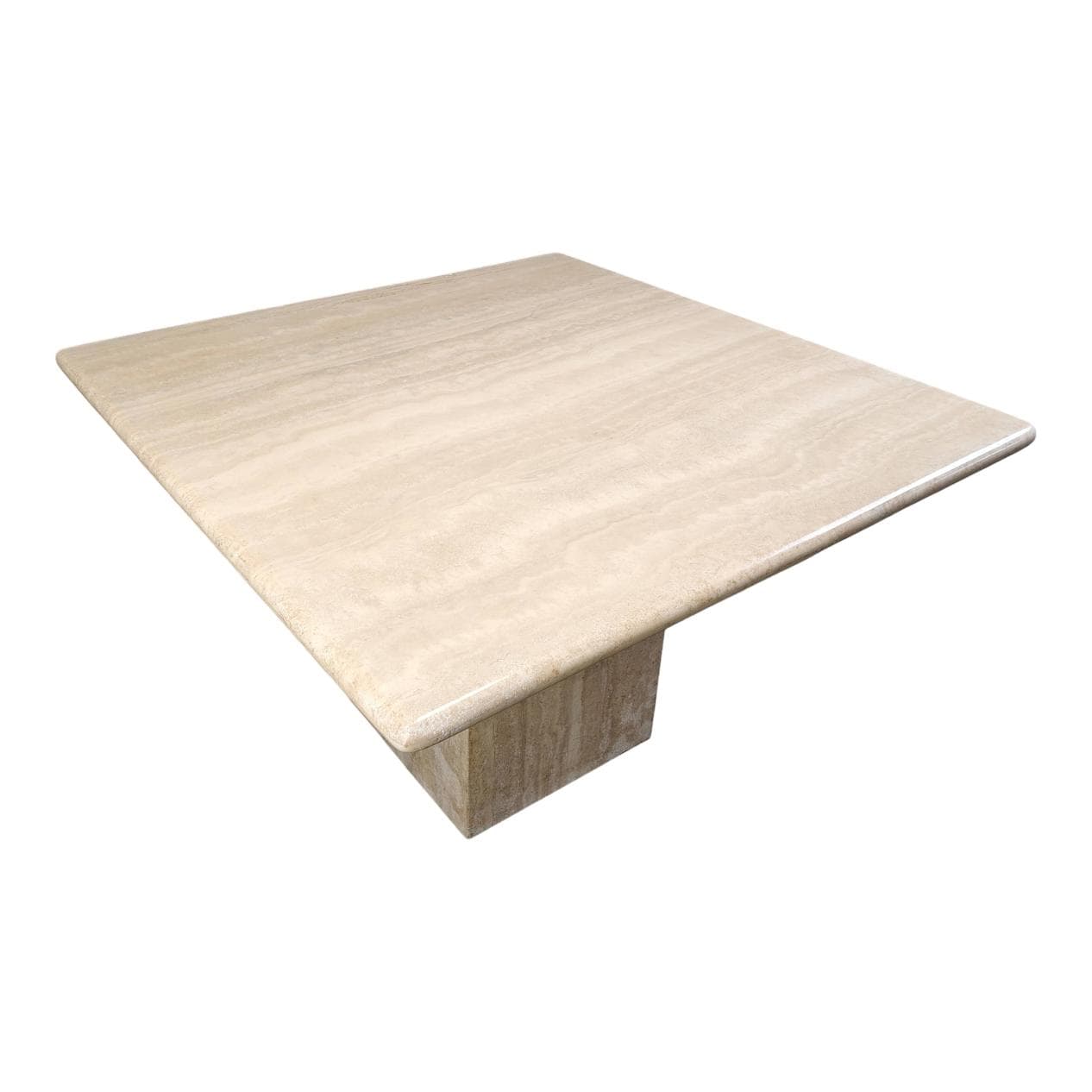 Stół jadalniany kwadratowy, beżowy, trawertyn, Włochy, lata 70.