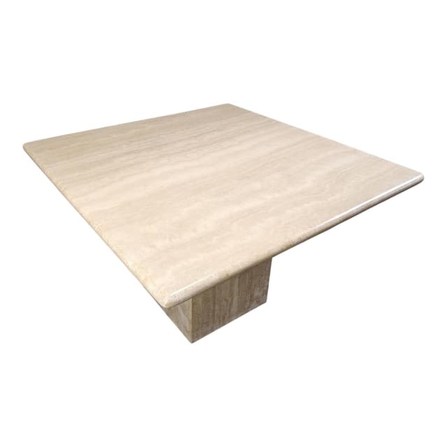 Stół jadalniany kwadratowy, beżowy, trawertyn, Włochy, lata 70. - WYMIARY