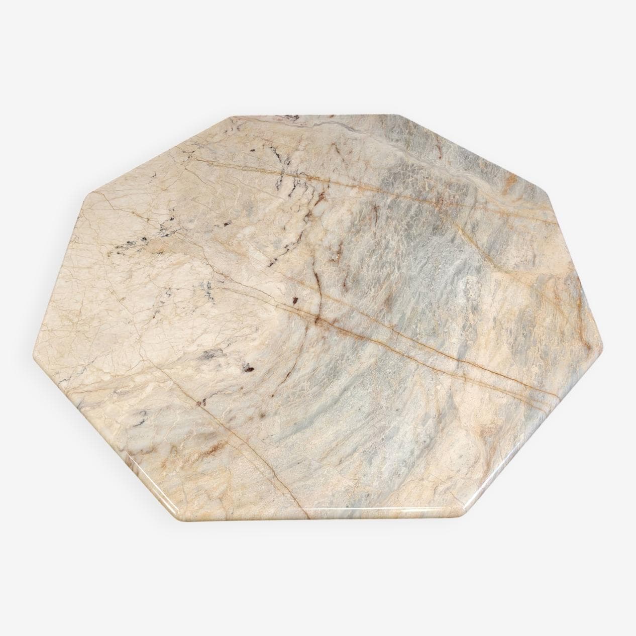 Stół jadalniany ośmiokątny, marmur beżowy, Włochy, lata 70. - 264884
