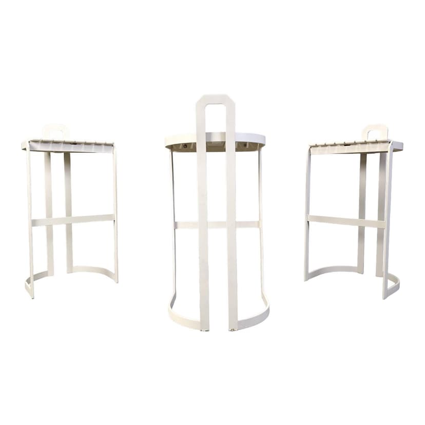 Zestaw trzech hokerów, biały, metal sklejka, Niemcy, lata 80.