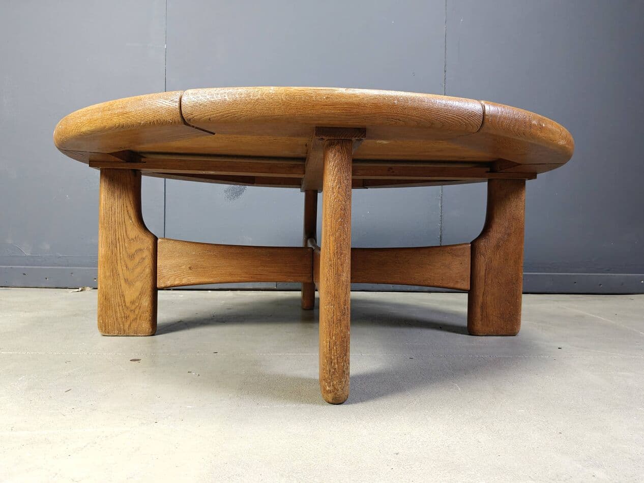 Round coffee table, brown oak, Denmark, 1960s. - 264853