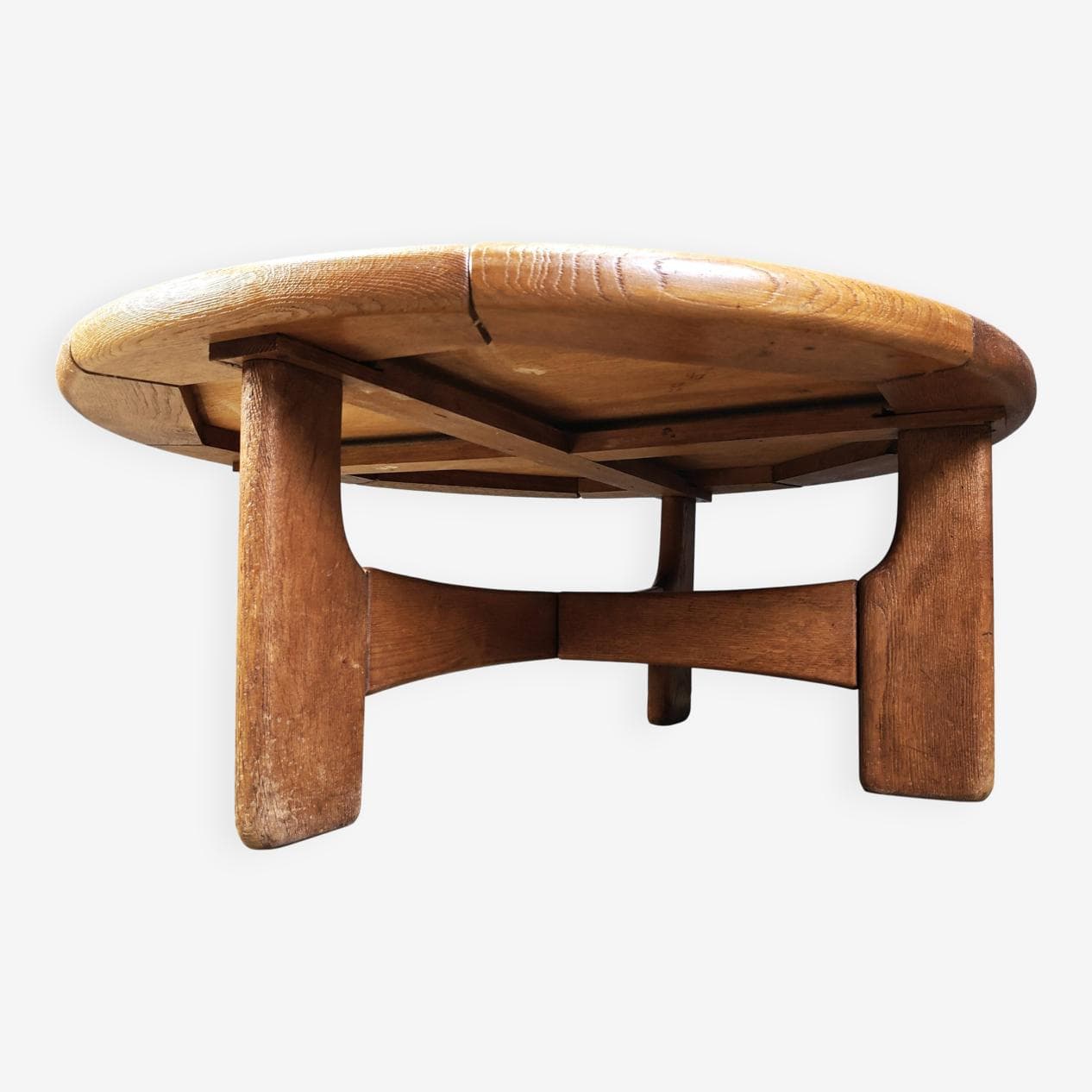 Round coffee table, brown oak, Denmark, 1960s. - 264846