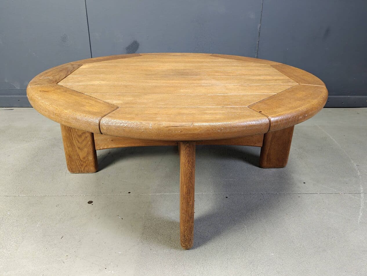 Round coffee table, brown oak, Denmark, 1960s. - 264854
