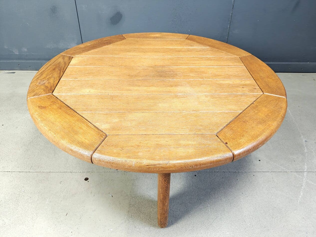 Round coffee table, brown oak, Denmark, 1960s. - 264855