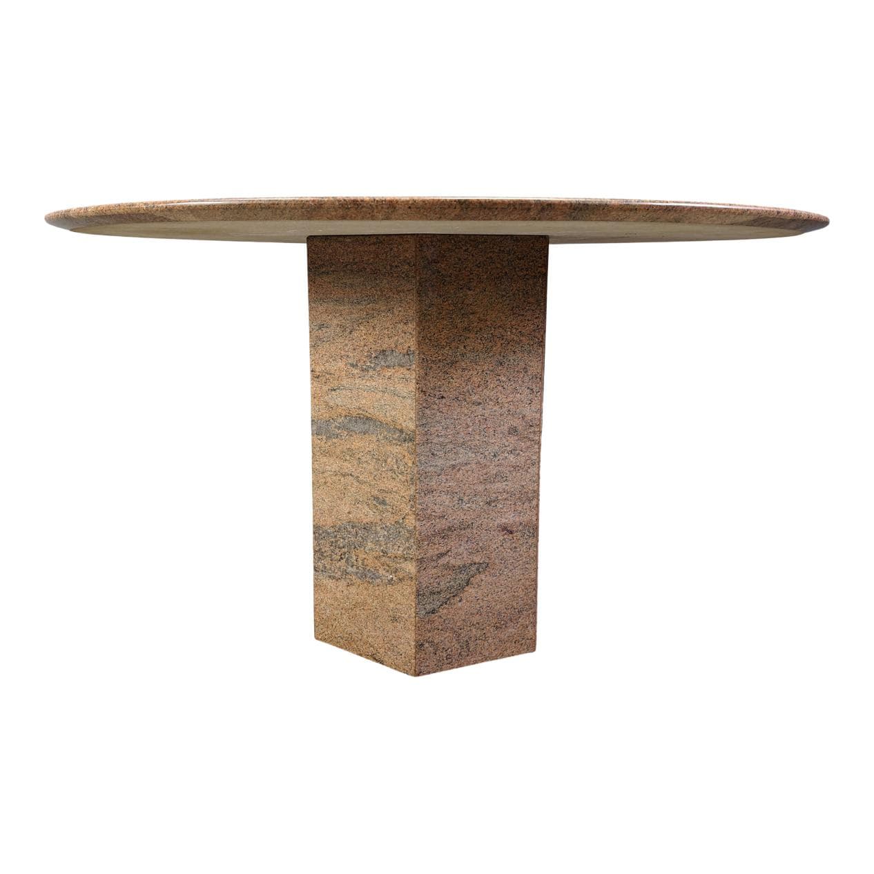 Stół jadalniany okrągły, czerwony, granit, Belgia, lata 70.