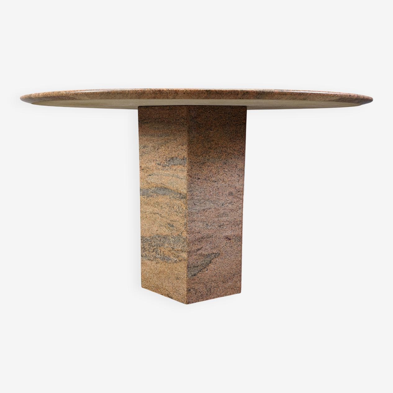 Stół jadalniany okrągły, czerwony, granit, Belgia, lata 70. - 264836