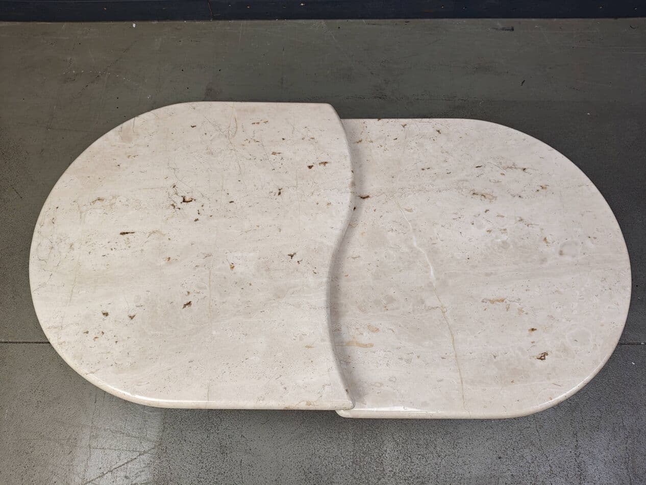 Stolik kawowy, beżowy, trawertyn, Włochy, lata 70. - 264777