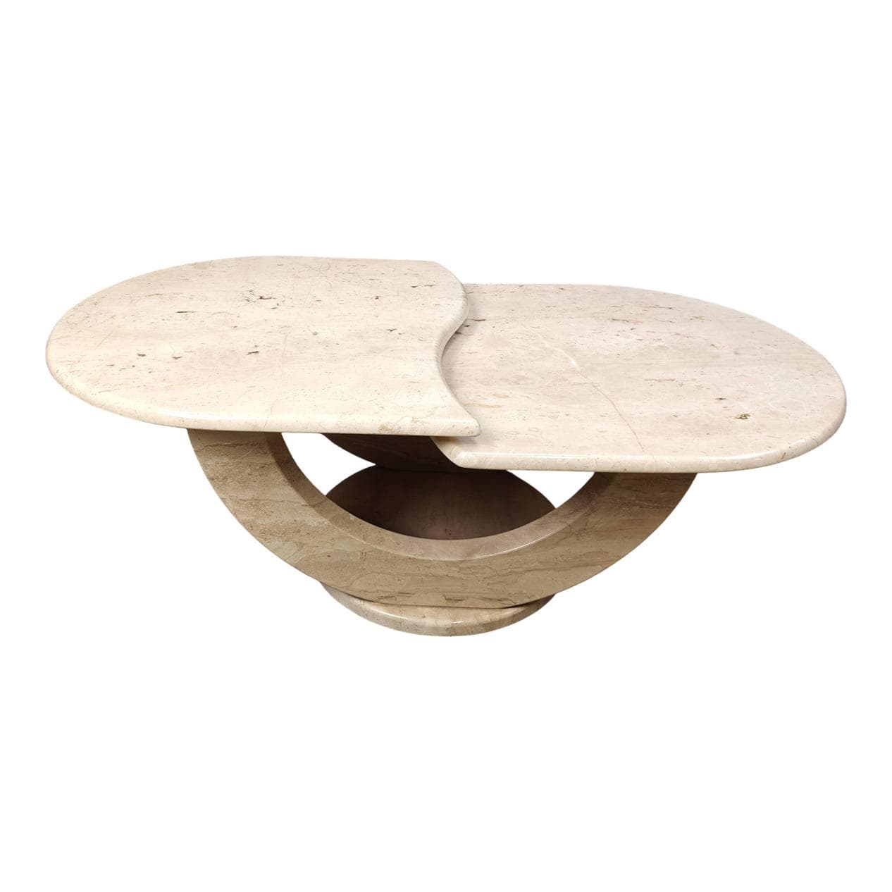 Stolik kawowy, beżowy, trawertyn, Włochy, lata 70.