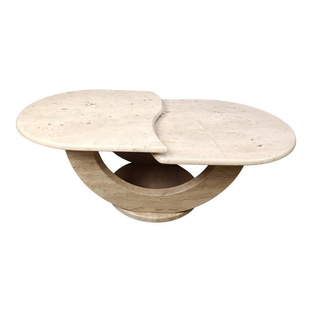 Stolik kawowy, beżowy, trawertyn, Włochy, lata 70. - WYMIARY