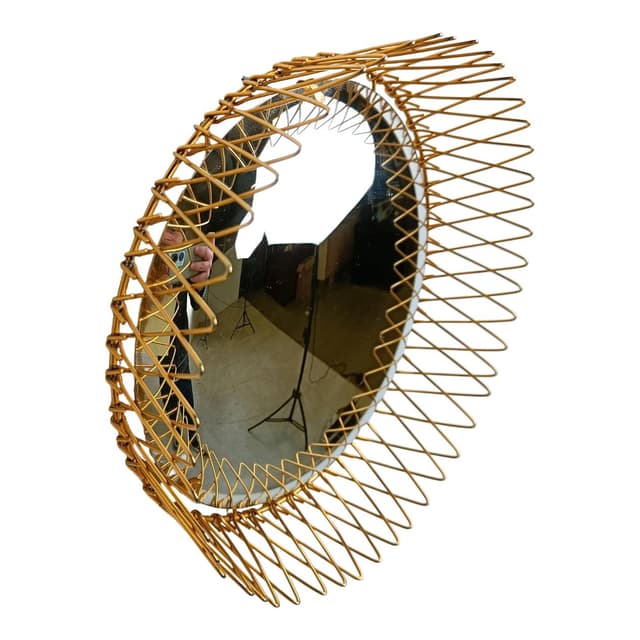 Sunburst mirror, gold brass, glass, Belgium, 1960s. - DIMENSION