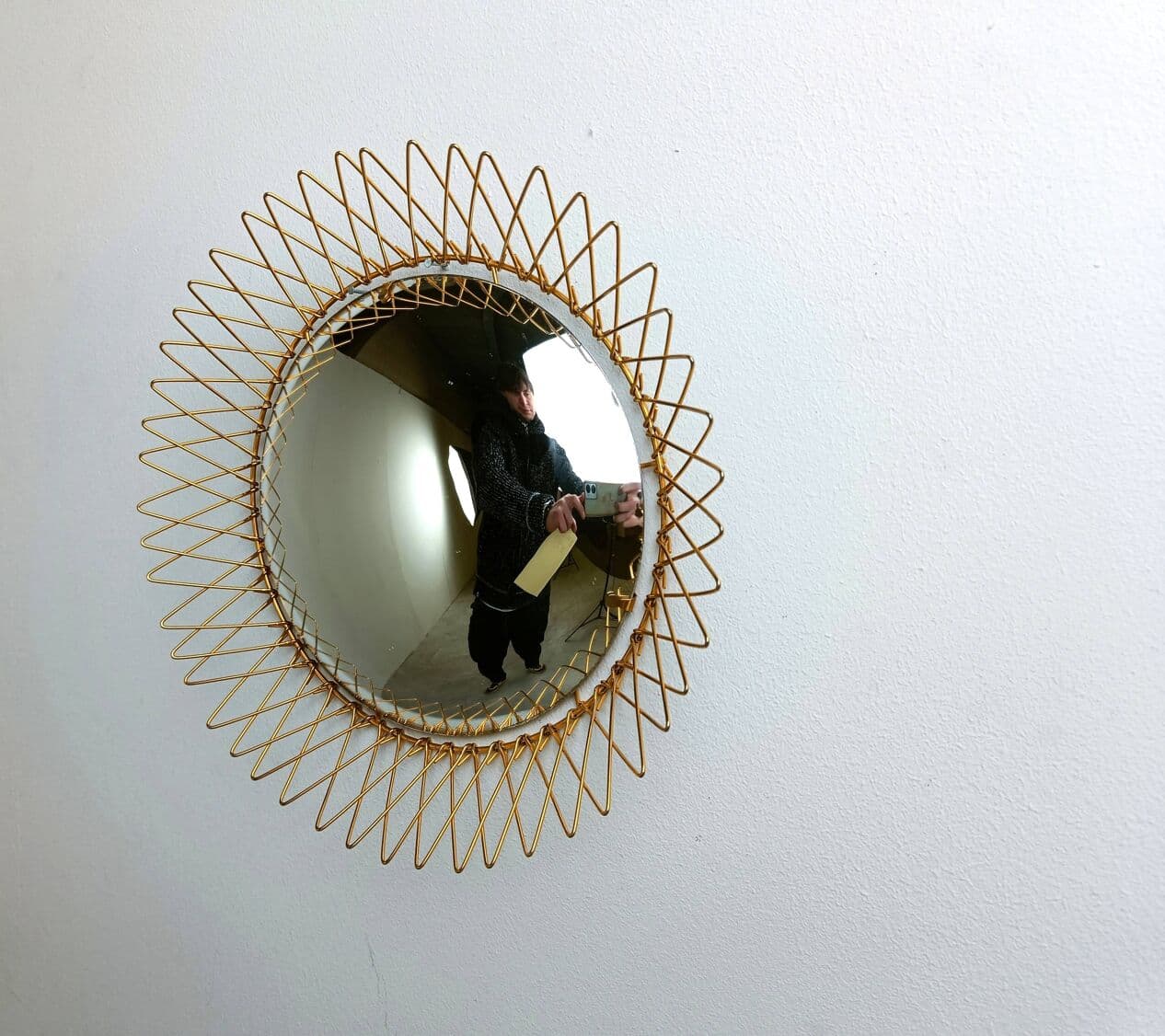 Sunburst mirror, gold brass, glass, Belgium, 1960s. - 264750