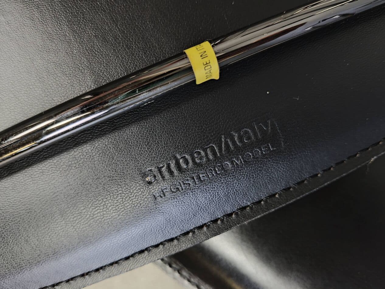 Set of four dining chairs, black leather, chrome, Arrben, Italy, 1980s. - 264739