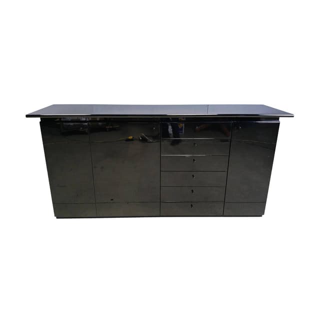 Kredens, czarny, drewno, Włochy, lata 70. - WYMIARY