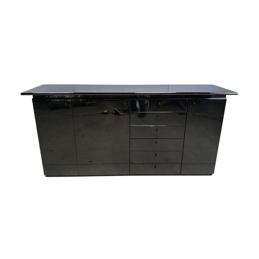 Kredens, czarny, drewno, Włochy, lata 70.