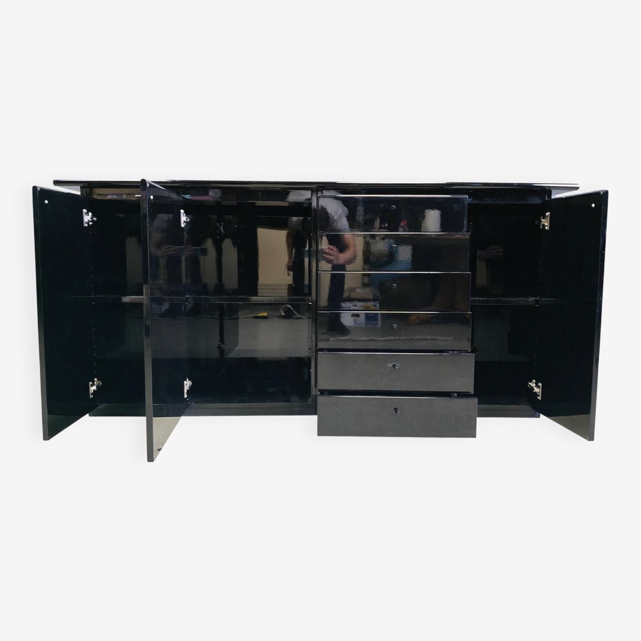 Kredens, czarny, drewno, Włochy, lata 70. - 264712