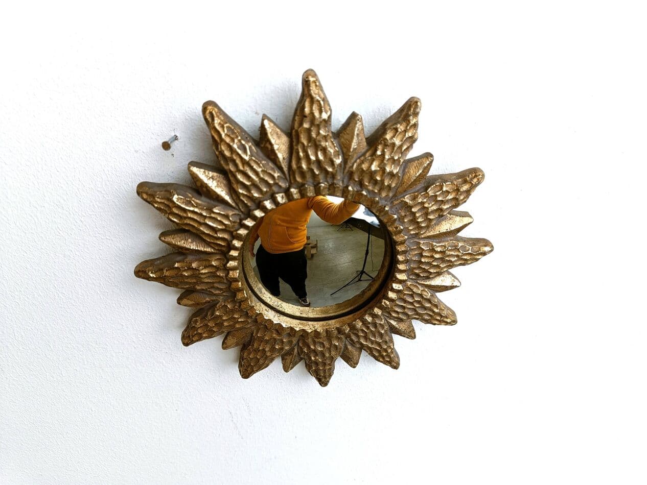 Mirror sunburst, gold glass, Belgium, 1960s. - 264707