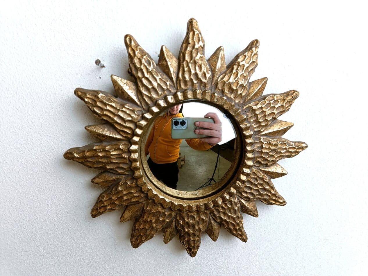 Mirror sunburst, gold glass, Belgium, 1960s. - 264708