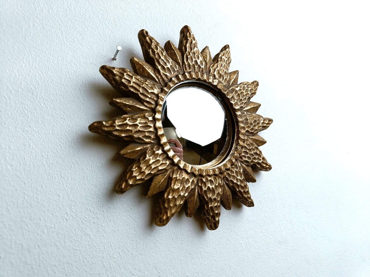 Mirror sunburst, gold glass, Belgium, 1960s. - 264690