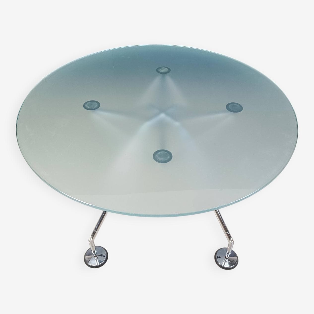 Stół jadalniany Nomos, szkło, chrom srebrny, proj. N. Foster, Tecno, Włochy, lata 80. - 264661