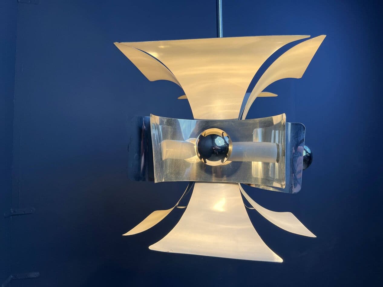 Żyrandol Space Age, srebrny, aluminium, proj. G. Sciolari, Włochy, lata 60. - 264655