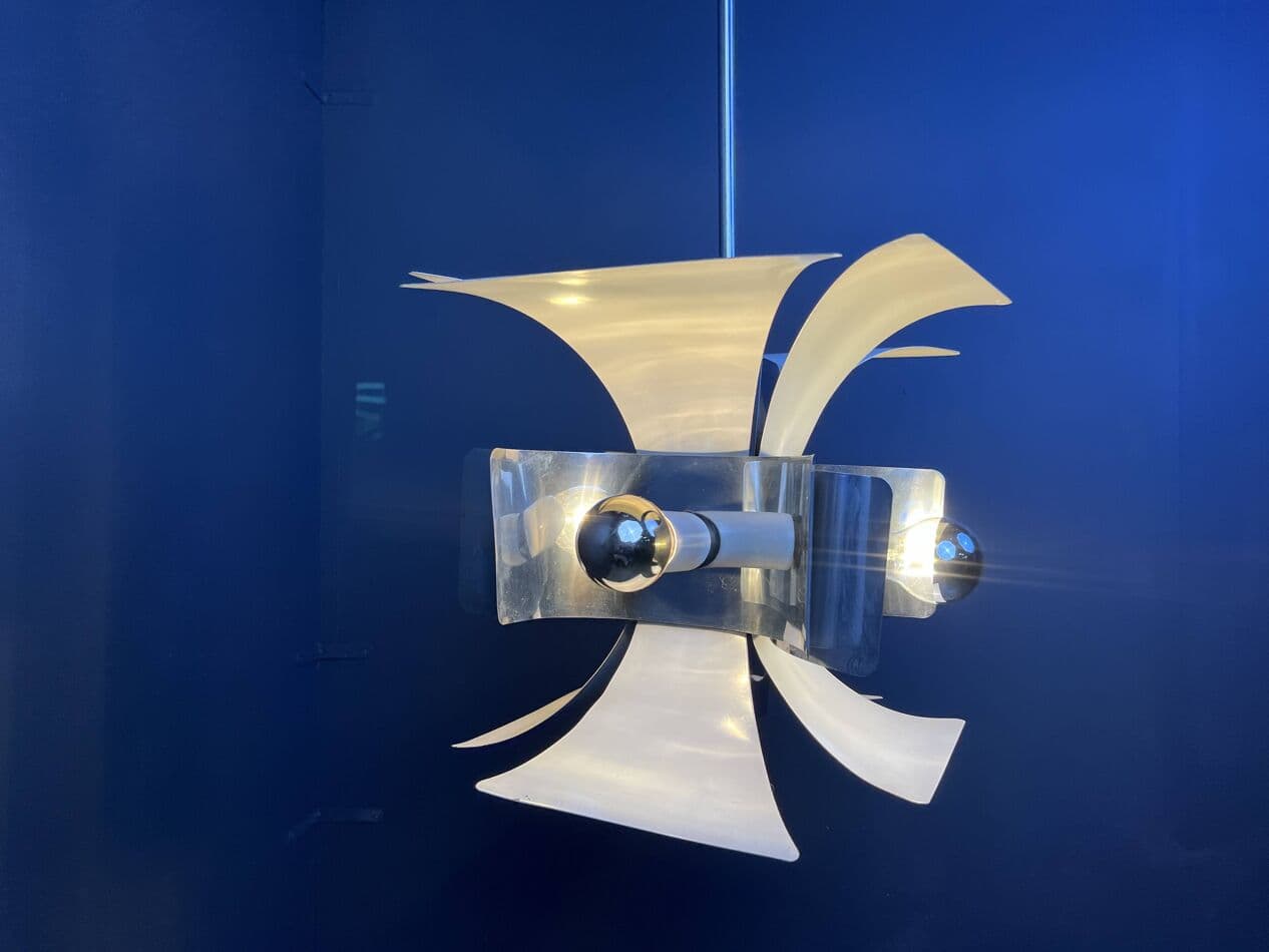 Żyrandol Space Age, srebrny, aluminium, proj. G. Sciolari, Włochy, lata 60. - 264646
