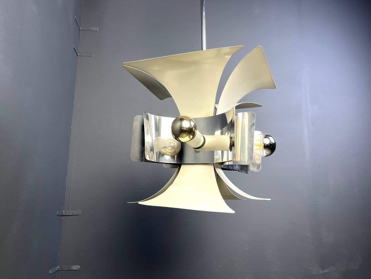 Żyrandol Space Age, srebrny, aluminium, proj. G. Sciolari, Włochy, lata 60. - 264649