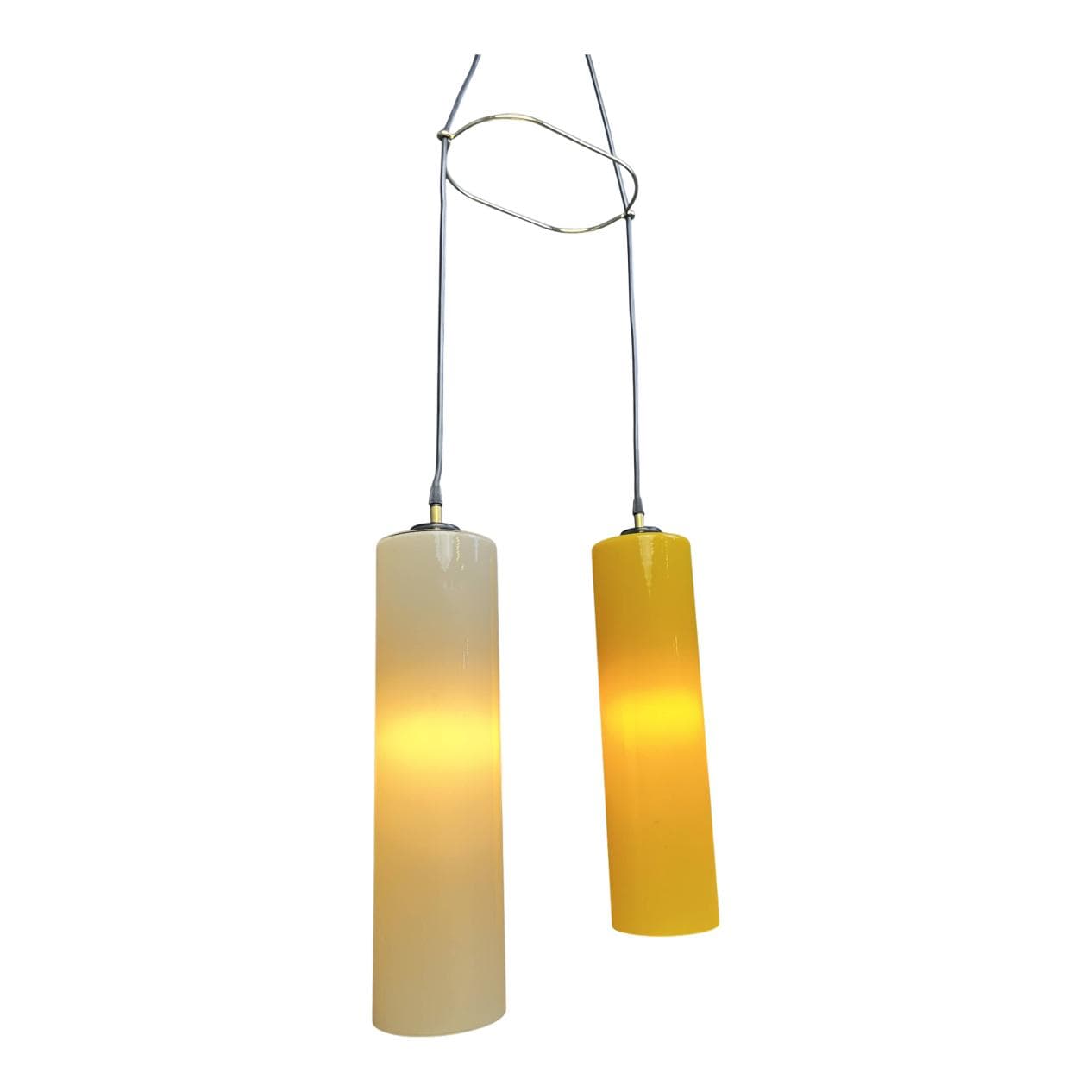 Lampa wisząca, szkło żółty beżowy, Vistosi, Włochy, lata 70.
