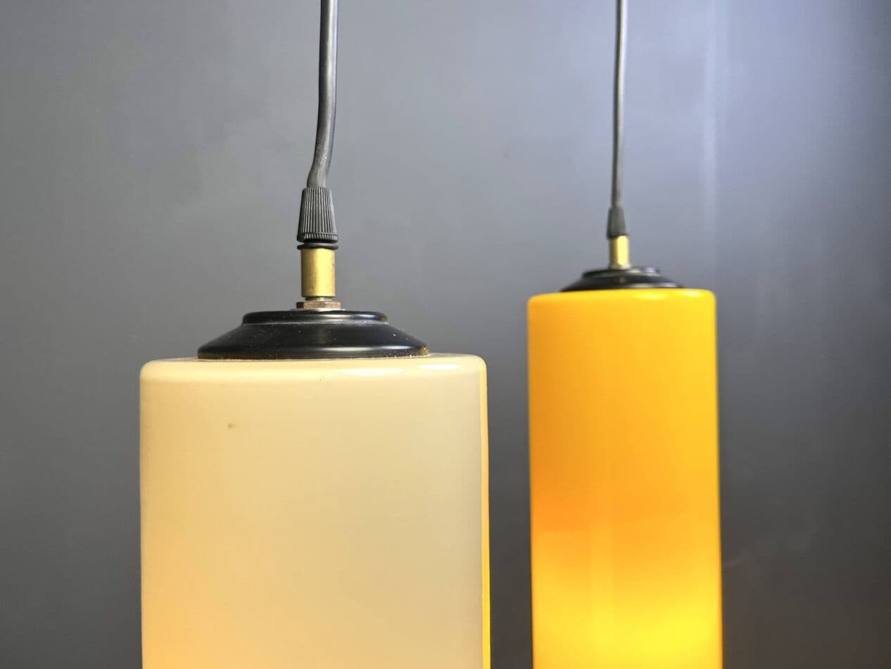 Lampa wisząca, szkło żółty beżowy, Vistosi, Włochy, lata 70. - 264643