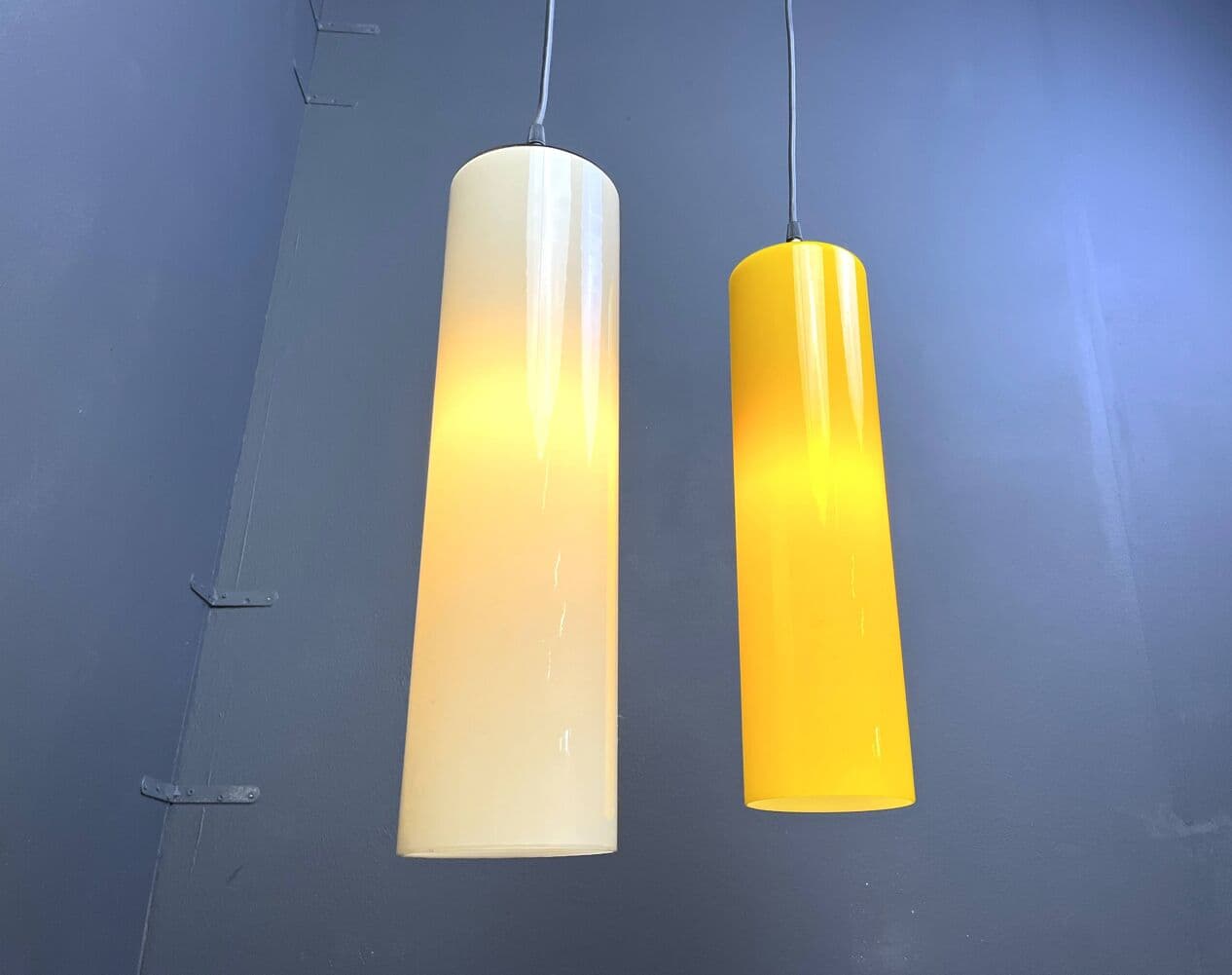 Lampa wisząca, szkło żółty beżowy, Vistosi, Włochy, lata 70. - 264644