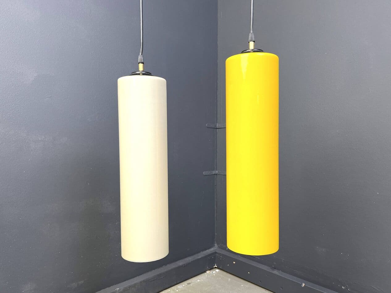 Lampa wisząca, szkło żółty beżowy, Vistosi, Włochy, lata 70. - 264633