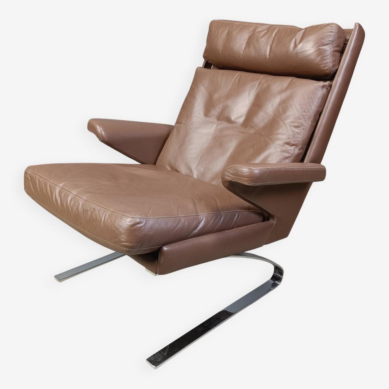 Fotel Swing, skóra brązowa, Niemcy, lata 70. - 264611