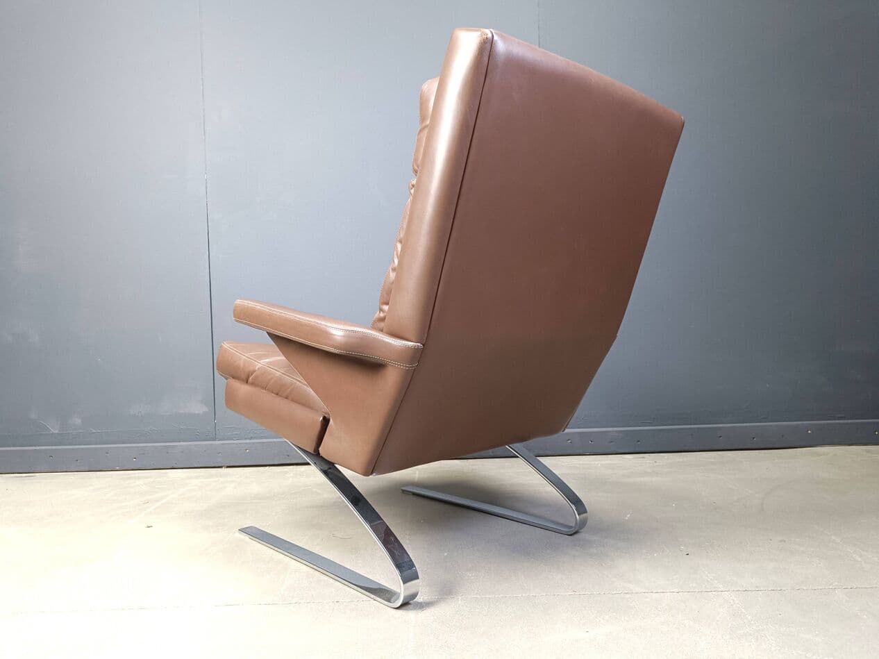 Fotel Swing, skóra brązowa, Niemcy, lata 70. - 264612