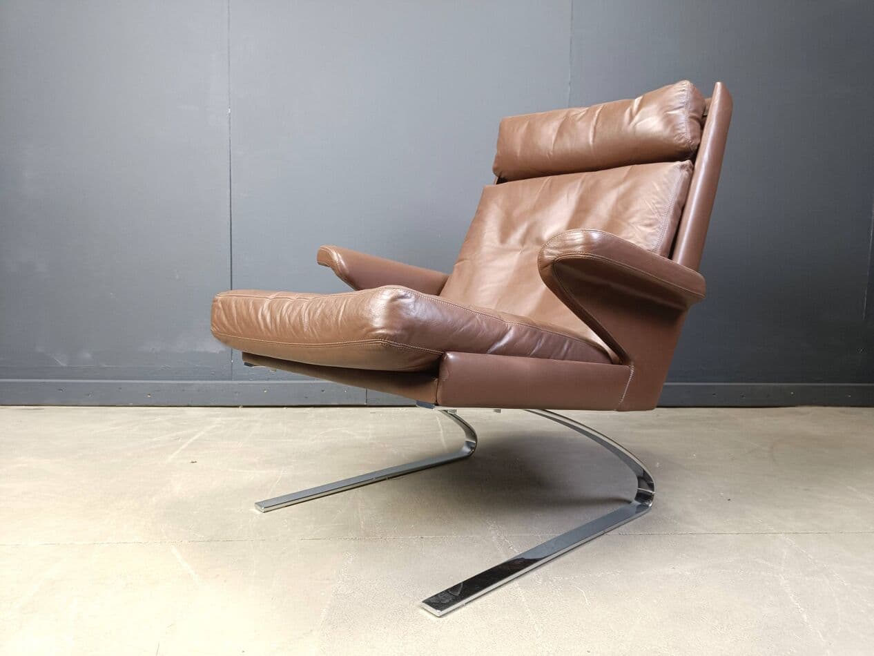 Fotel Swing, skóra brązowa, Niemcy, lata 70. - 264618