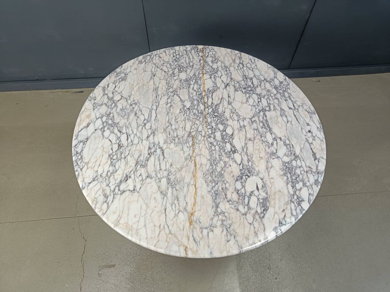 Stół jadalniany okrągły, marmur biały, Włochy, lata 70. - 264543