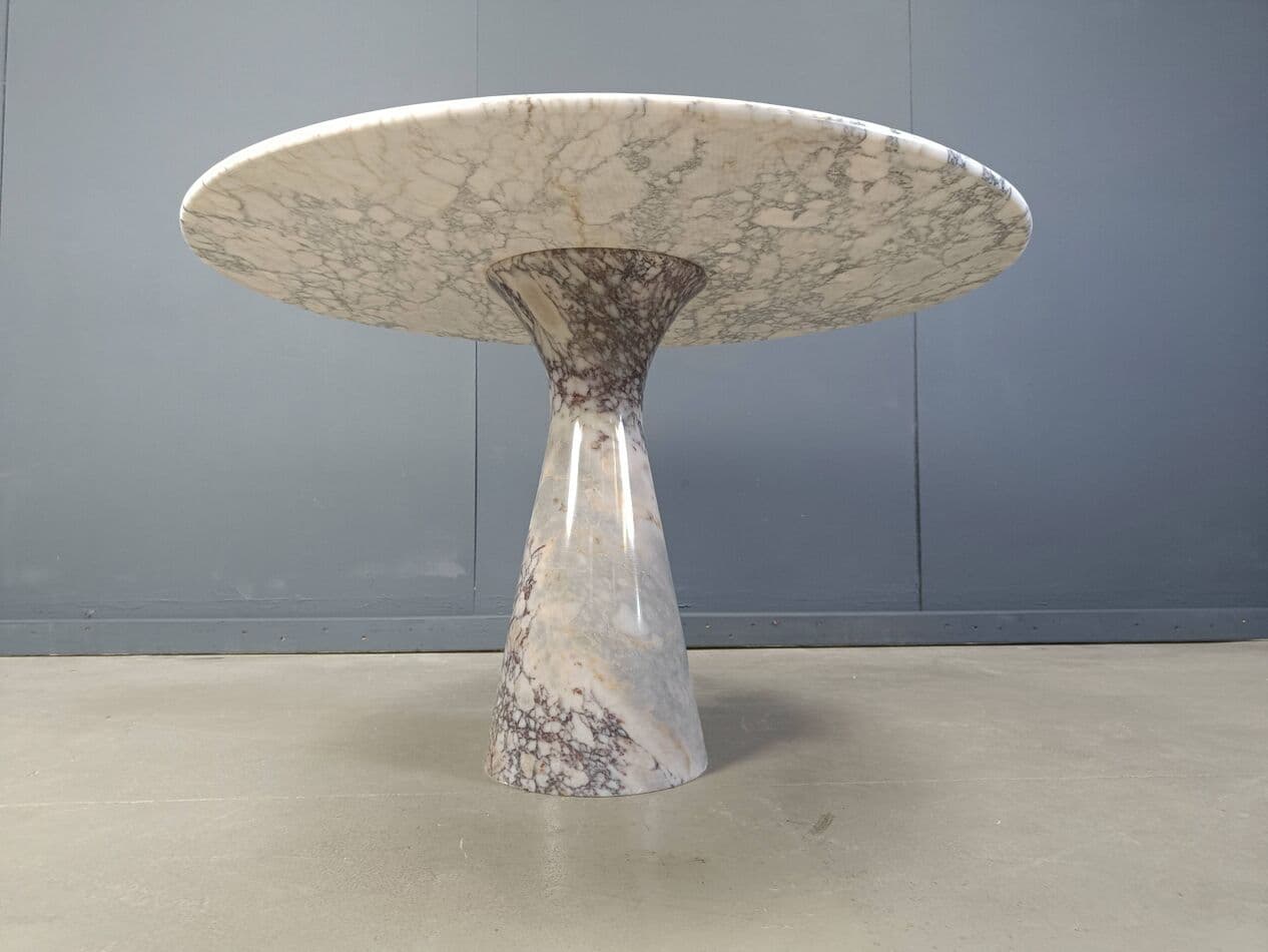 Stół jadalniany okrągły, marmur biały, Włochy, lata 70. - 264550