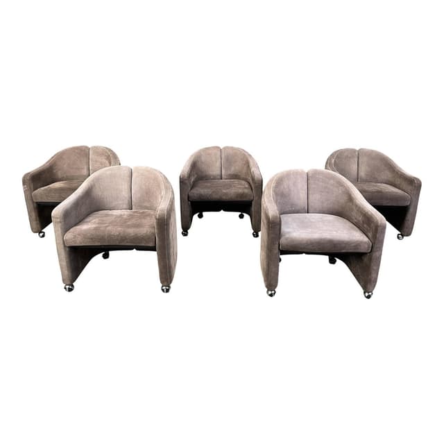 Zestaw pięciu foteli PS142, tkanina szara, proj. E. Gerli, Tecno, Włochy, lata 70. - WYMIARY