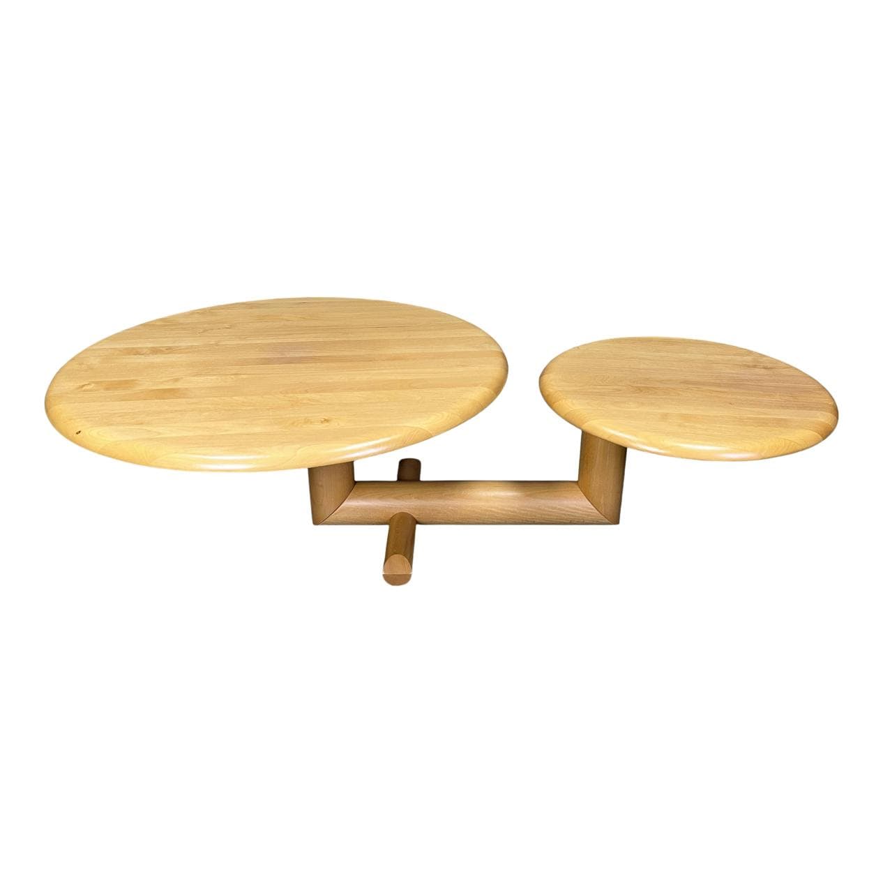 Stolik kawowy dwupoziomowy, beżowy, drewno, Francja, lata 80.