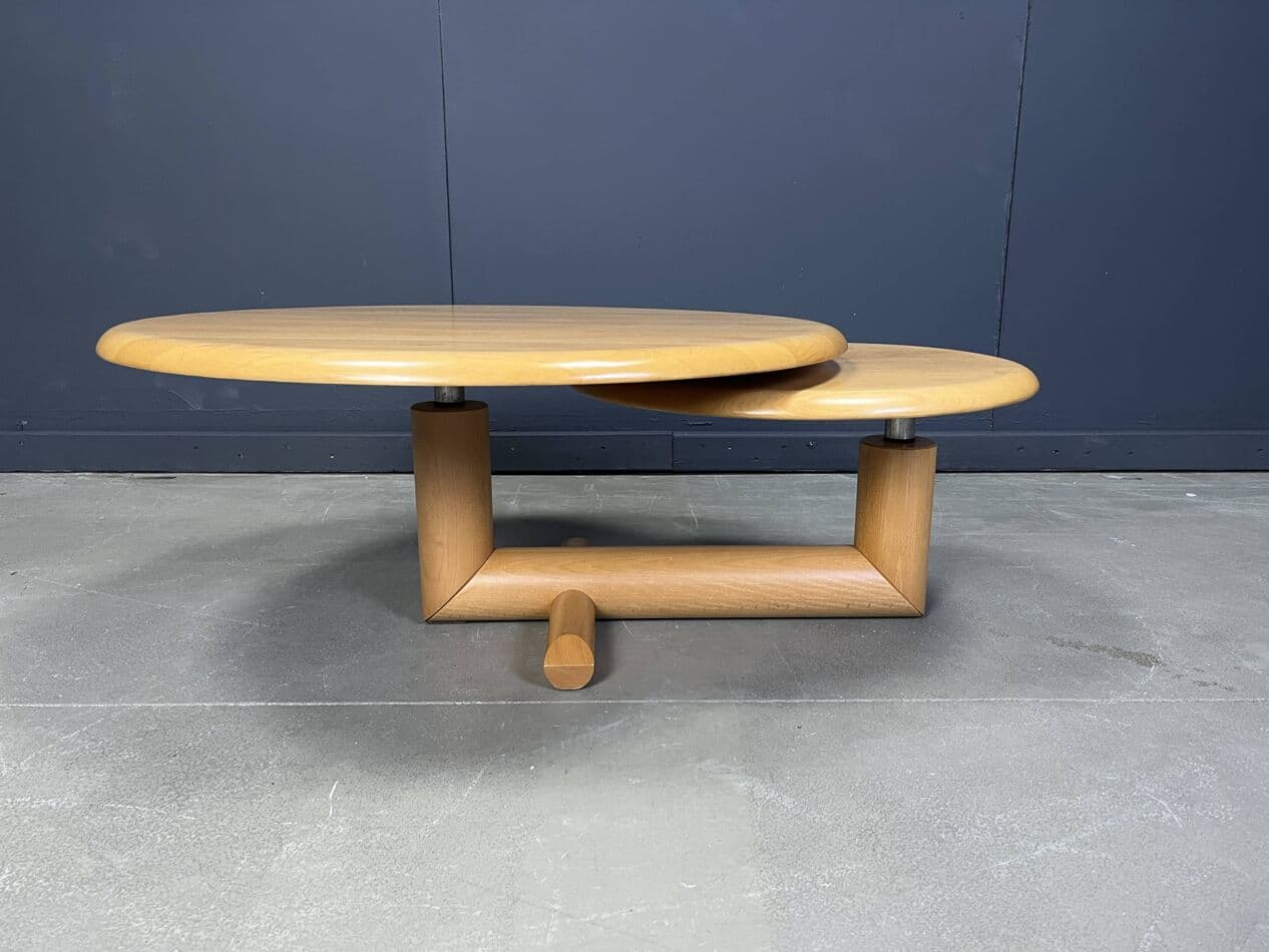 Stolik kawowy dwupoziomowy, beżowy, drewno, Francja, lata 80. - 264515