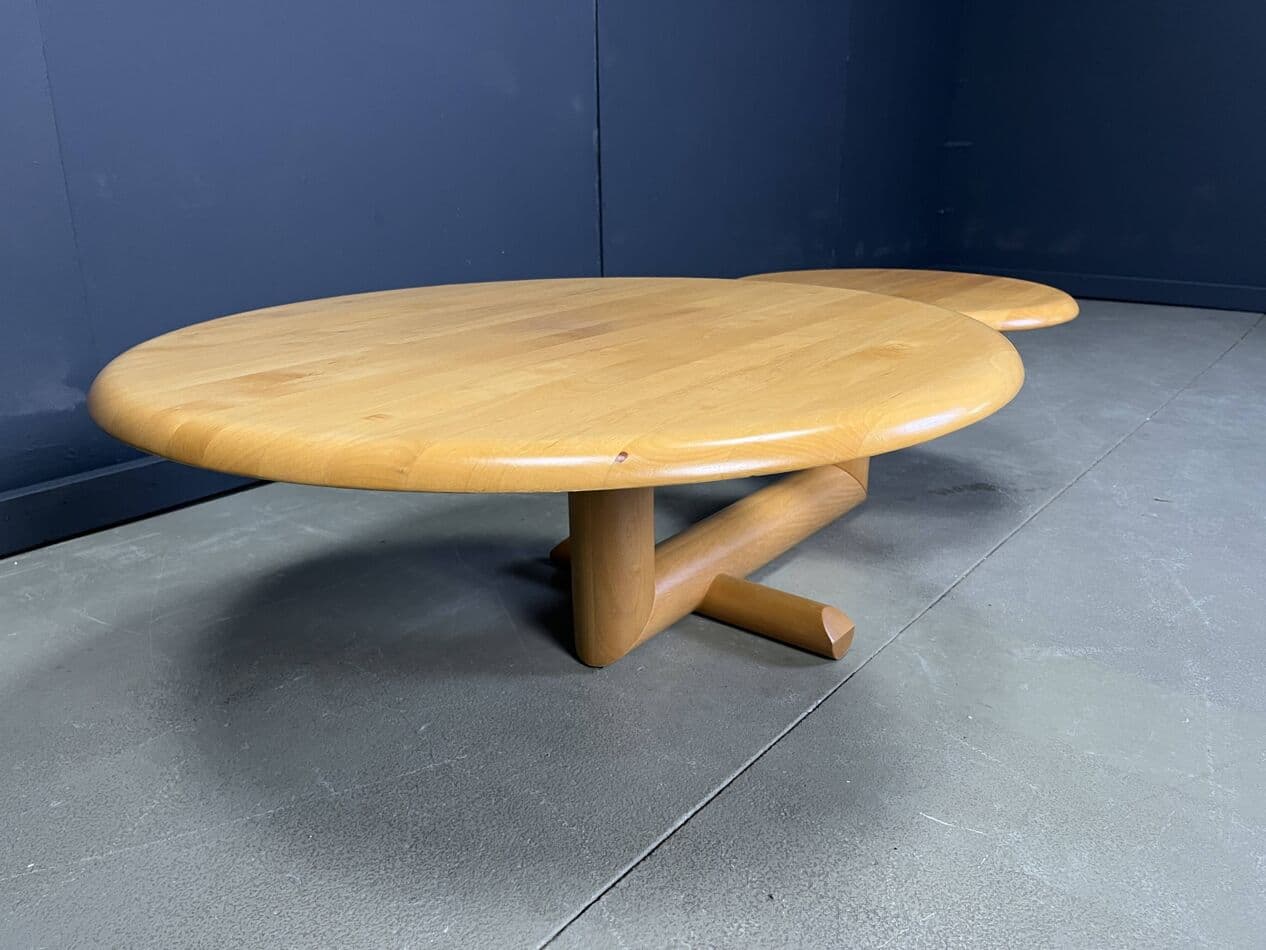 Stolik kawowy dwupoziomowy, beżowy, drewno, Francja, lata 80. - 264511