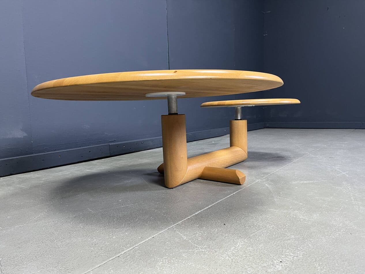 Stolik kawowy dwupoziomowy, beżowy, drewno, Francja, lata 80. - 264510