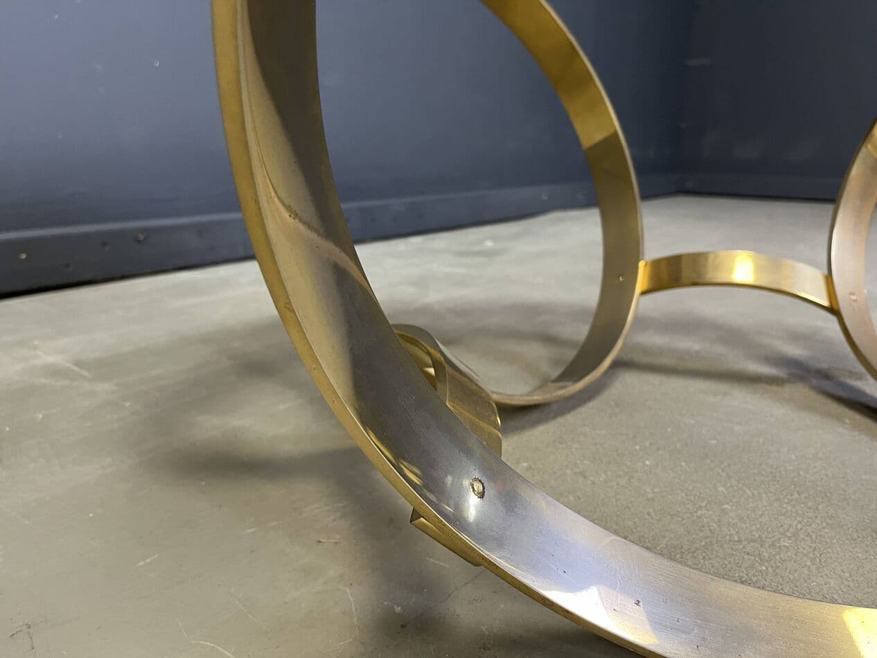 Coffee Table Space Age, smoked glass, gold brass, Germany, 1970s - 264496