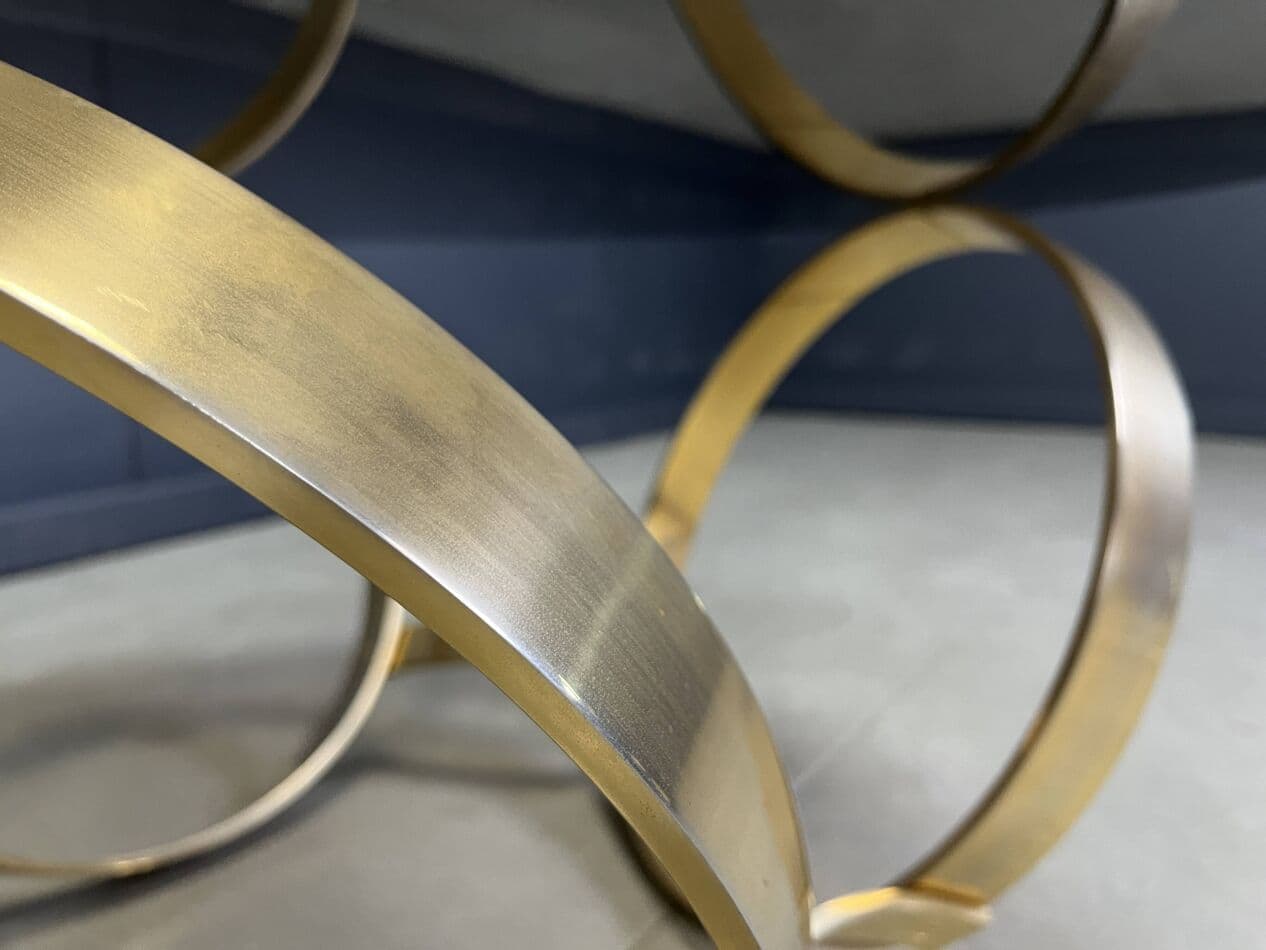 Coffee Table Space Age, smoked glass, gold brass, Germany, 1970s - 264497