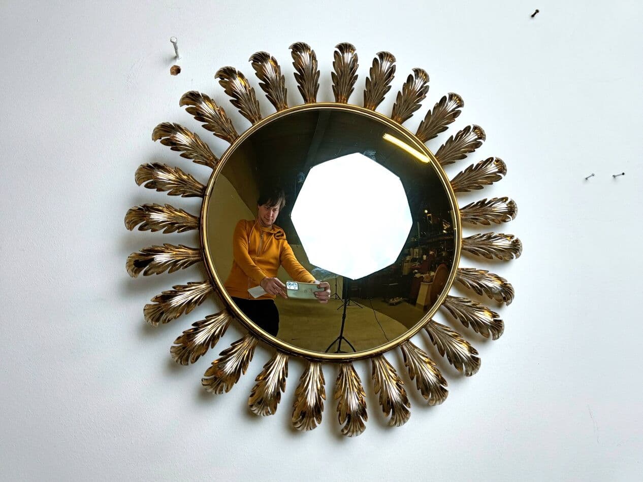 Sunburst mirror, gold brass, France, 1960s - 264401